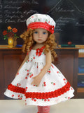 Cherry Fizz - dress, hat, tights & shoes for Little Darling Doll