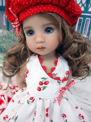 Cherry Red - dress, hat, & sandals for Little Darling Doll or 33cm BJD