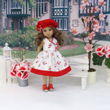 Cherry Red - dress, hat, & sandals for Little Darling Doll or 33cm BJD