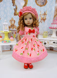 Cherry Sundae - dress, hat, socks & shoes for Little Darling Doll or 33cm BJD