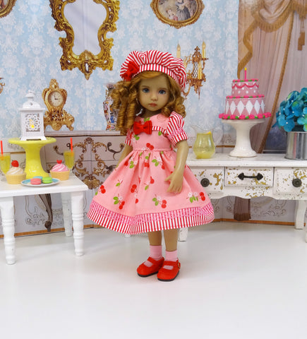 Cherry Sundae - dress, hat, socks & shoes for Little Darling Doll or 33cm BJD