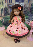 Chocolate Cherries - dress, hat, socks & shoes for Little Darling Doll or 33cm BJD