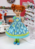 Christmas Baubles - dress, tights & shoes for Little Darling Doll or 33cm BJD