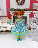 Christmas Baubles - dress, tights & shoes for Little Darling Doll or 33cm BJD