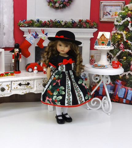 Christmas Bough - dress, hat, tights & shoes for Little Darling Doll or 33cm BJD