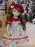 Christmas Cardinal - dress, hat, tights & shoes for Little Darling Doll or 33cm BJD