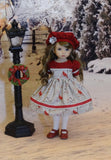 Christmas Cardinal - dress, hat, tights & shoes for Little Darling Doll or 33cm BJD