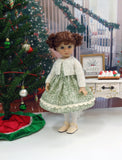 Christmas Greenery - dress, sweater, tights & shoes for Little Darling Doll or 33cm BJD