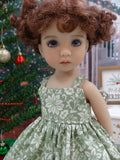 Christmas Greenery - dress, sweater, tights & shoes for Little Darling Doll or 33cm BJD