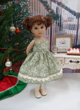 Christmas Greenery - dress, sweater, tights & shoes for Little Darling Doll or 33cm BJD
