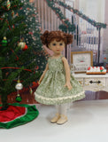 Christmas Greenery - dress, sweater, tights & shoes for Little Darling Doll or 33cm BJD