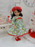 Christmas Holly - dress, hat, tights & shoes for Little Darling Doll or 33cm BJD