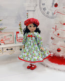 Christmas Holly - dress, hat, tights & shoes for Little Darling Doll or 33cm BJD