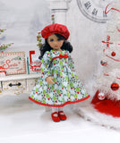 Christmas Holly - dress, hat, tights & shoes for Little Darling Doll or 33cm BJD