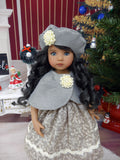 Christmas Kisses - capelet, beret, dress, tights & shoes for Little Darling Doll or 33cm BJD