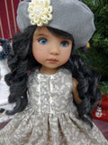 Christmas Kisses - capelet, beret, dress, tights & shoes for Little Darling Doll or 33cm BJD