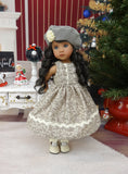 Christmas Kisses - capelet, beret, dress, tights & shoes for Little Darling Doll or 33cm BJD