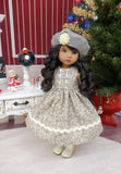 Christmas Kisses - capelet, beret, dress, tights & shoes for Little Darling Doll or 33cm BJD