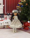 Christmas Kisses - capelet, beret, dress, tights & shoes for Little Darling Doll or 33cm BJD