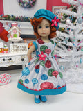 Christmas Ornaments - dress, hat, tights & shoes for Little Darling Doll or 33cm BJD