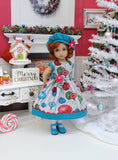 Christmas Ornaments - dress, hat, tights & shoes for Little Darling Doll or 33cm BJD