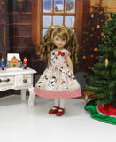 Christmas Paws - dress, tights & shoes for Little Darling Doll or 33cm BJD
