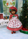 Christmas Peppermint - dress, hat, tights & shoes for Little Darling Doll or 33cm BJD