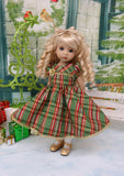 Christmas Plaid - dress, tights & shoes for Little Darling Doll or other 33cm BJD