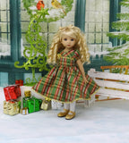 Christmas Plaid - dress, tights & shoes for Little Darling Doll or other 33cm BJD