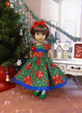 Christmas Poinsettia - dress, tights & shoes for Little Darling Doll or other 33cm BJD