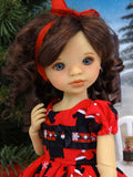 Christmas Scottie - dress, tights & shoes for Little Darling Doll or 33cm BJD