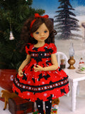 Christmas Scottie - dress, tights & shoes for Little Darling Doll or 33cm BJD