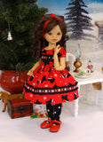 Christmas Scottie - dress, tights & shoes for Little Darling Doll or 33cm BJD