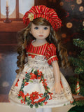 Christmas Song - dress, hat, tights & shoes for Little Darling Doll or 33cm BJD