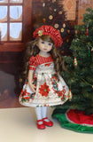 Christmas Song - dress, hat, tights & shoes for Little Darling Doll or 33cm BJD