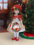 Christmas Song - dress, hat, tights & shoes for Little Darling Doll or 33cm BJD