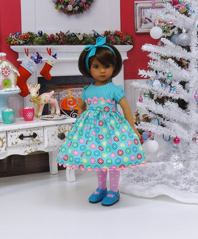 Christmas Sweets - dress, tights & shoes for Little Darling Doll or 33cm BJD