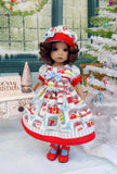 Christmas Village - dress, hat, tights & shoes for Little Darling Doll or 33cm BJD