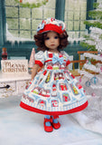 Christmas Village - dress, hat, tights & shoes for Little Darling Doll or 33cm BJD