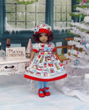 Christmas Village - dress, hat, tights & shoes for Little Darling Doll or 33cm BJD