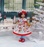 Christmas Village - dress, hat, tights & shoes for Little Darling Doll or 33cm BJD