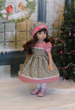 Christmas Wreaths - dress, hat, tights & shoes for Little Darling Doll or 33cm BJD