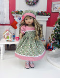 Christmas Wreaths - dress, hat, tights & shoes for Little Darling Doll or 33cm BJD