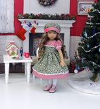 Christmas Wreaths - dress, hat, tights & shoes for Little Darling Doll or 33cm BJD