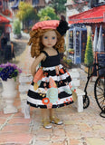 Classy Floral - dress, jacket, beret & sandals for Little Darling Doll