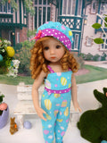 Colored Easter Eggs - romper, hat & sandals for Little Darling Doll or 33cm BJD
