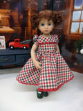 Country Christmas - dress, tights & shoes for Little Darling Doll or other 33cm BJD