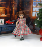 Country Christmas - dress, tights & shoes for Little Darling Doll or other 33cm BJD