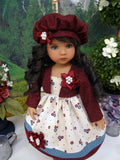 Country Flowers - dress, jacket, hat, tights & shoes for Little Darling Doll or 33cm BJD