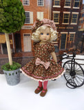 Country Sweetheart - dress, beret, tights & shoes for Little Darling Doll or other 33cm BJD